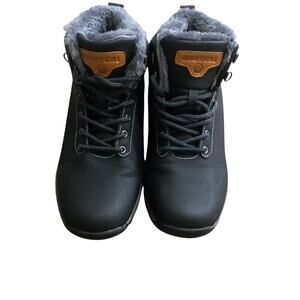 QUATCHI MENS SIZE 10.5 CHUKKA  BLACK‎ GRAY FAUX FURLINED GOOD CLEAN CONDITION